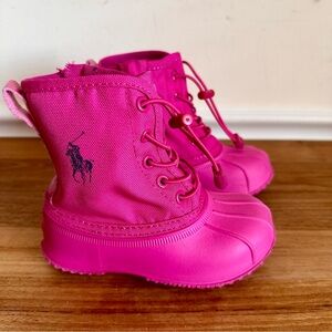 Polo Ralph Lauren 993528 Eisley Pink Rain Duck Boots Girl Size 9 Fleece Lined
